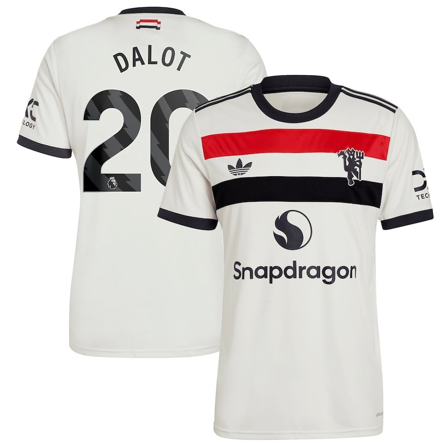 Diogo Dalot 20 Manchester United 2024/25 Third Men Jersey – Cream