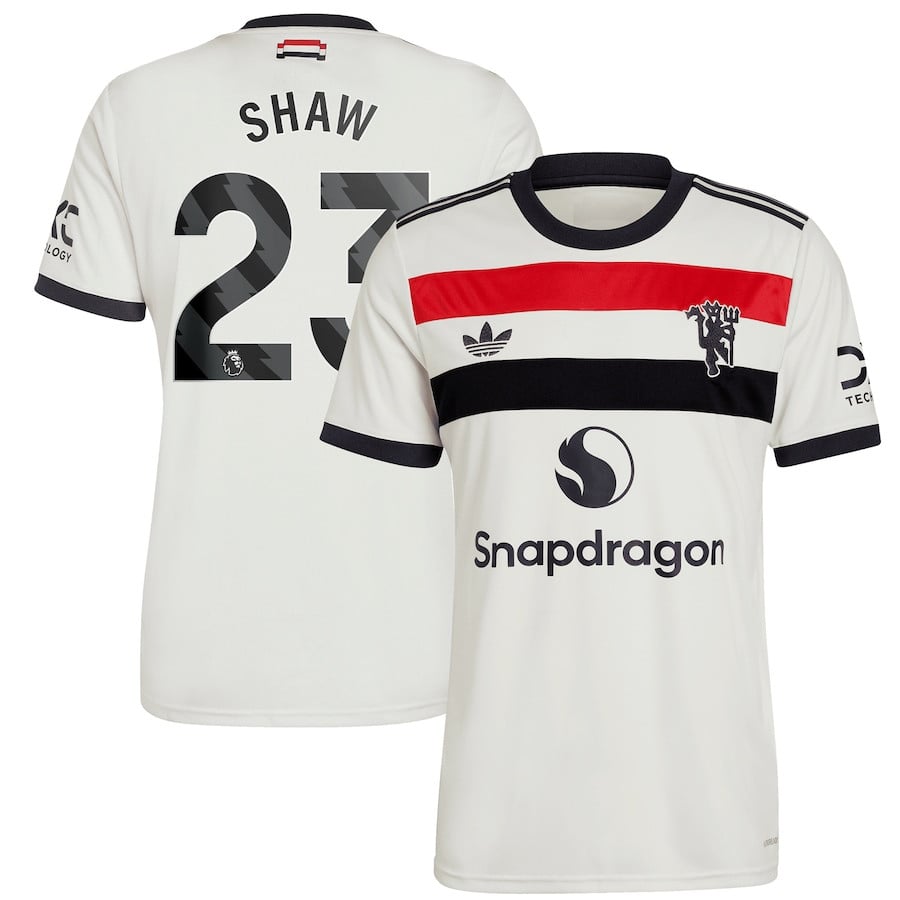 Luke Shaw 23 Manchester United 2024/25 Third Men Jersey – Cream