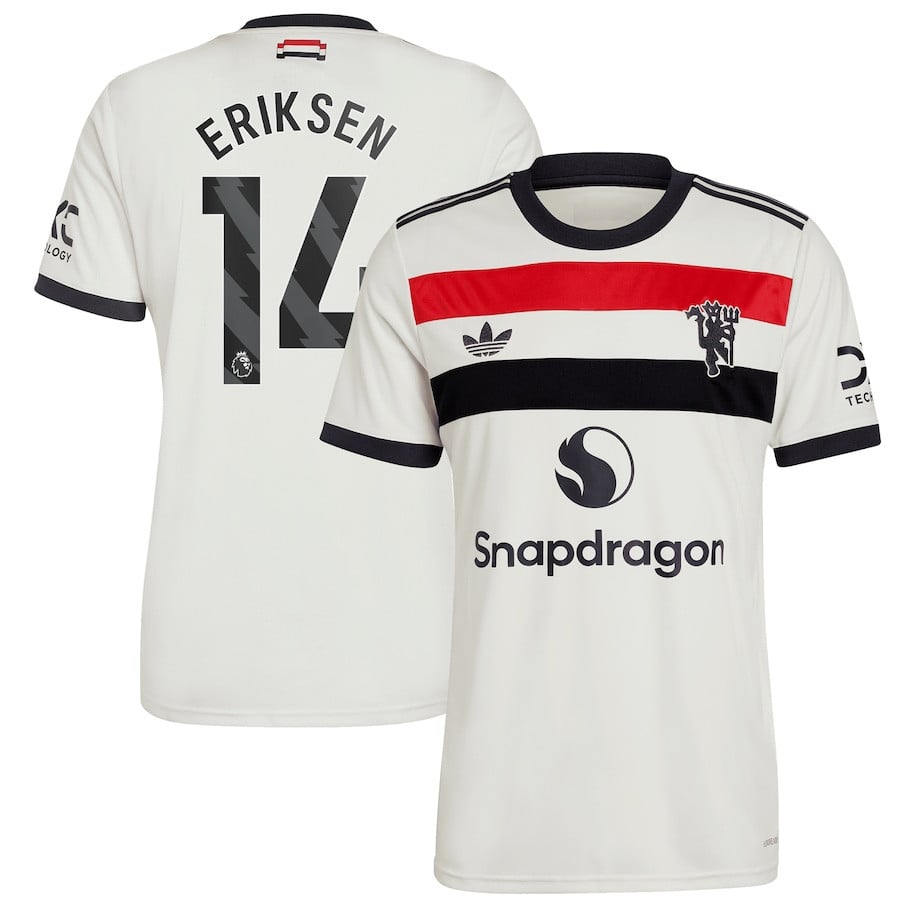 Christian Eriksen 14 Manchester United 2024/25 Third Men Jersey – Cream