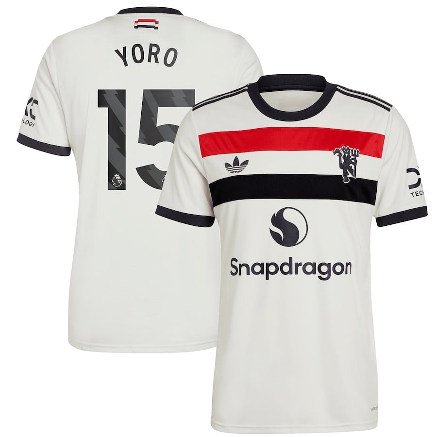 Leny Yoro 15 Manchester United 2024/25 Third Men Jersey – Cream