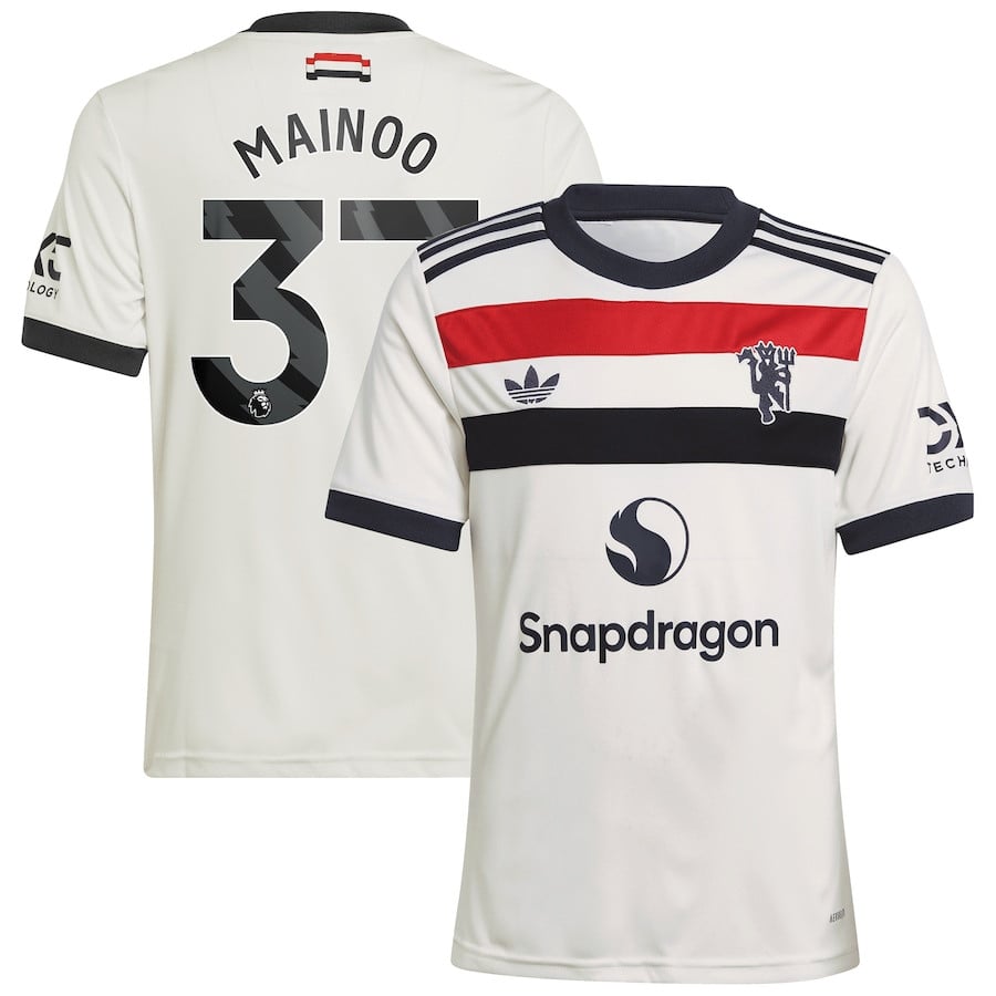 Kobbie Mainoo 37 Manchester United 2024/25 Third YOUTH Jersey – Cream