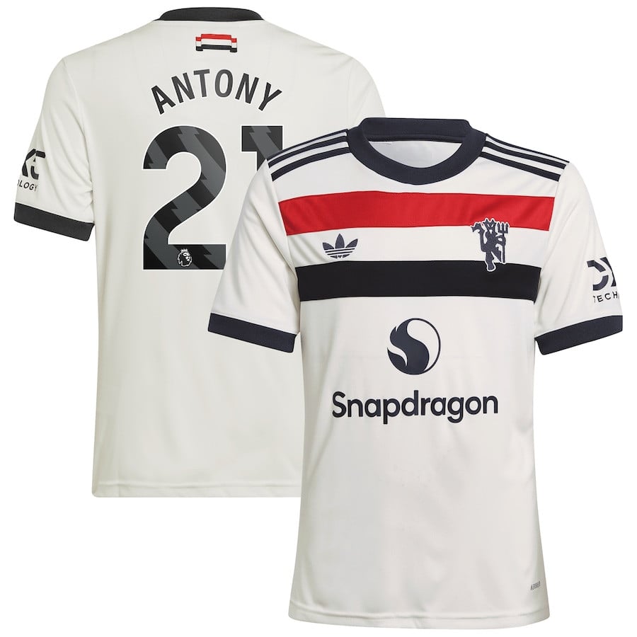 Antony 21 Manchester United 2024/25 Third YOUTH Jersey – Cream