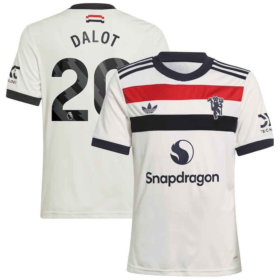 Diogo Dalot 20 Manchester United 2024/25 Third YOUTH Jersey – Cream