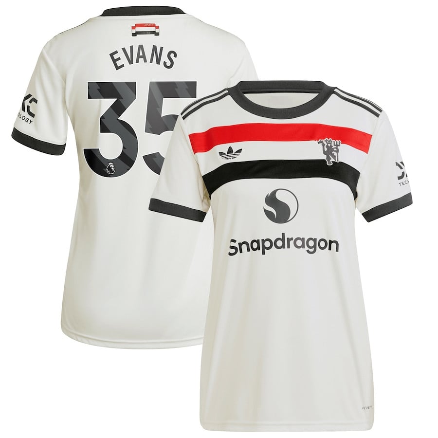 Jonny Evans 35 Manchester United 2024/25 Third Women Jersey – Cream