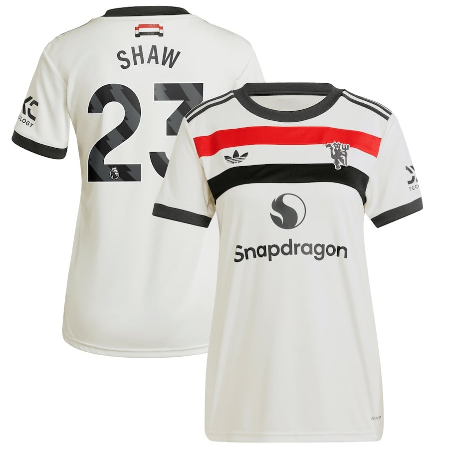 Luke Shaw 23 Manchester United 2024/25 Third Women Jersey – Cream