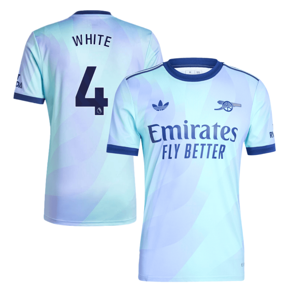 Ben White 4 Arsenal Originals 2024/25 Third Men Jersey – Aqua