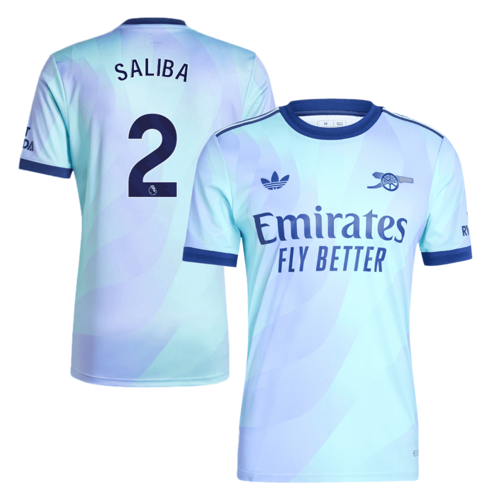William Saliba 2 Arsenal Originals 2024/25 Third Men Jersey – Aqua