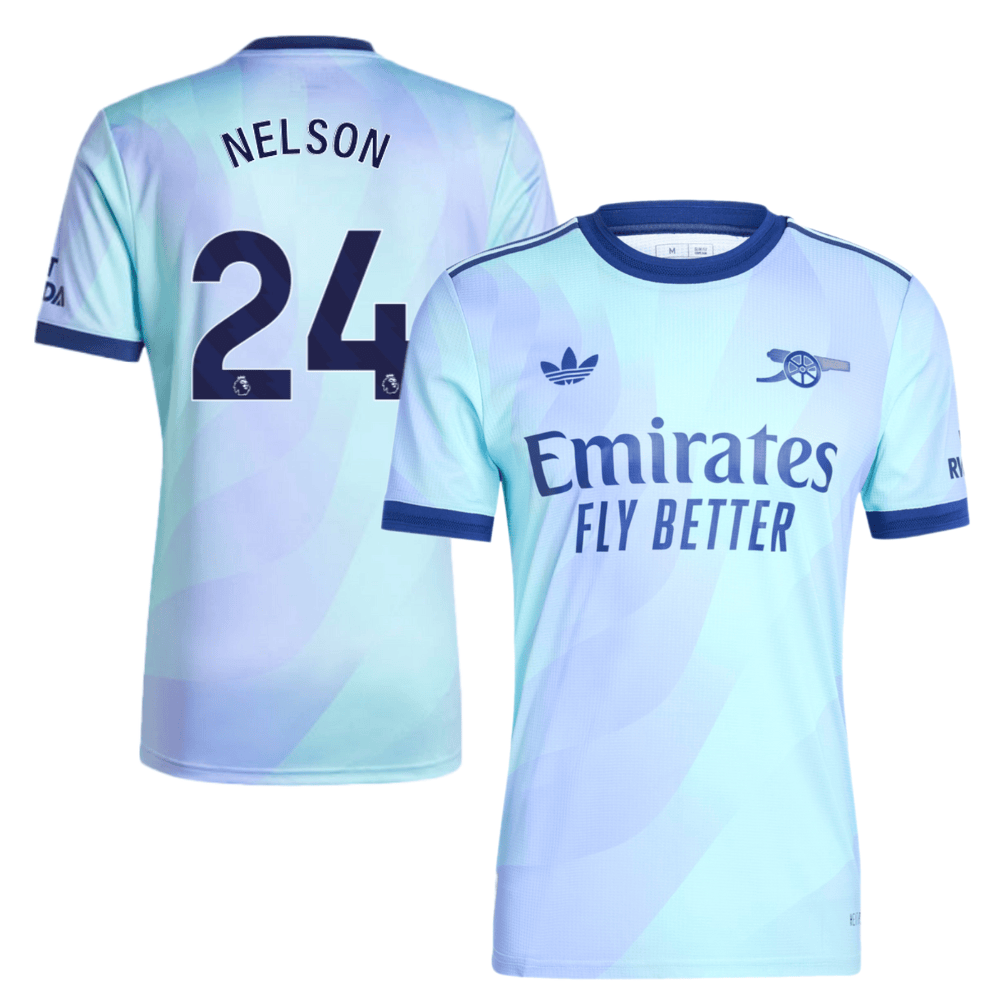 Reiss Nelson 24 Arsenal Originals 2024/25 Third Men Jersey – Aqua
