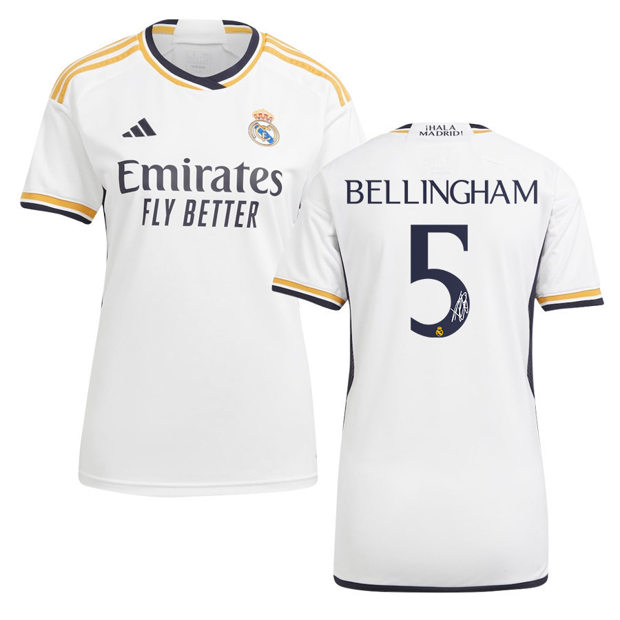 Jude Bellingham 5 Signed Real Madrid 2023/24 White Home Autographed – Women
