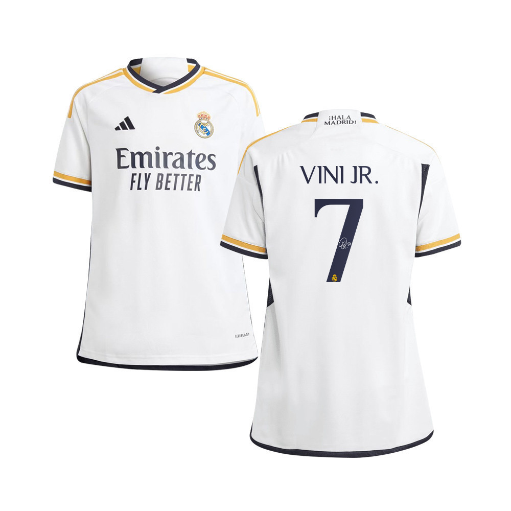 Vinicius Junior 7 Signed Real Madrid 2023/24 YOUTH Home Autographed – White