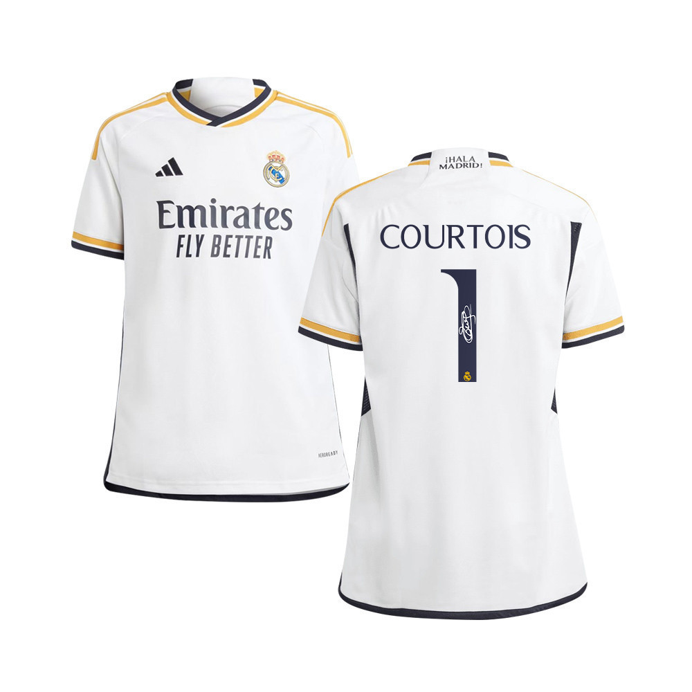 Thibaut Courtois 1 Signed Real Madrid 2023/24 YOUTH Home Autographed – White
