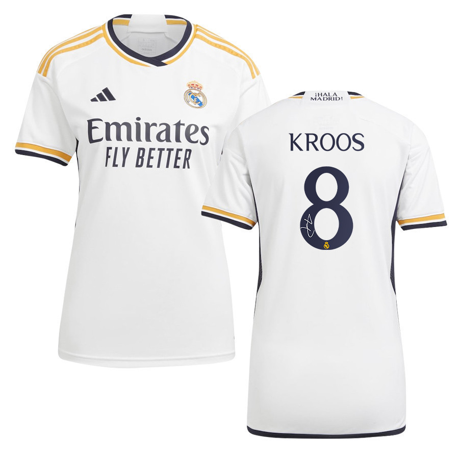 Toni Kroos 8 Signed Real Madrid 2023/24 White Home Autographed – Women