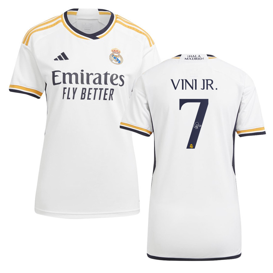 Vinicius Junior 7 Signed Real Madrid 2023/24 White Home Autographed – Women