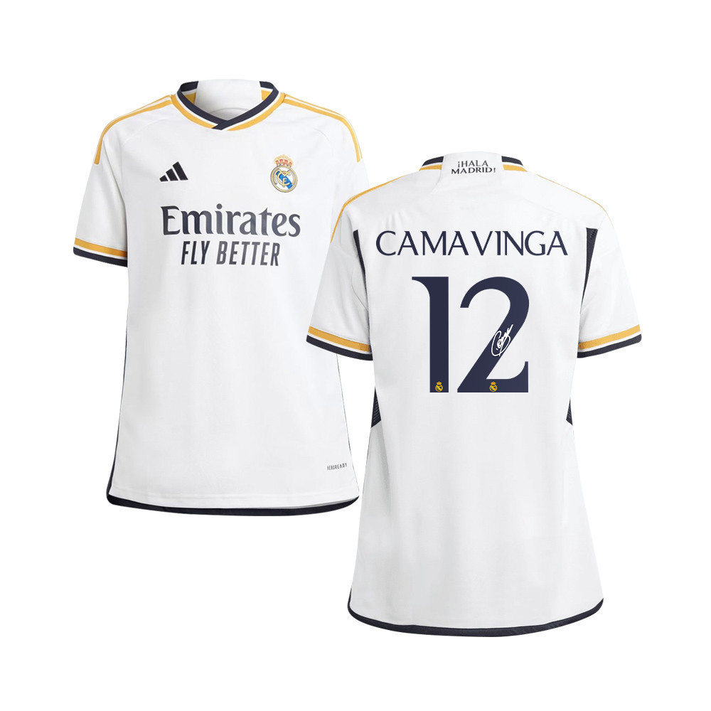 Eduardo Camavinga 12 Signed Real Madrid 2023/24 YOUTH Home Autographed – White
