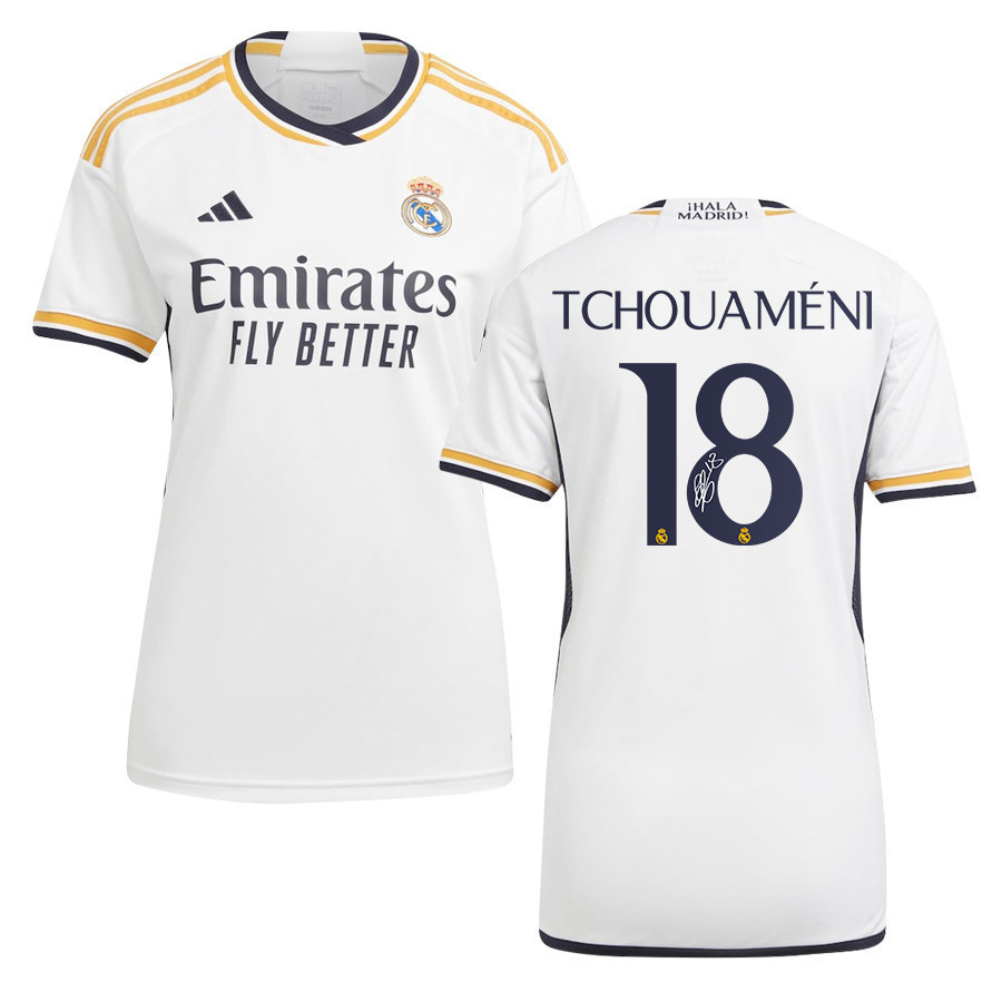 Aurlien Tchouamni 18 Signed Real Madrid 2023/24 White Home Autographed – Women