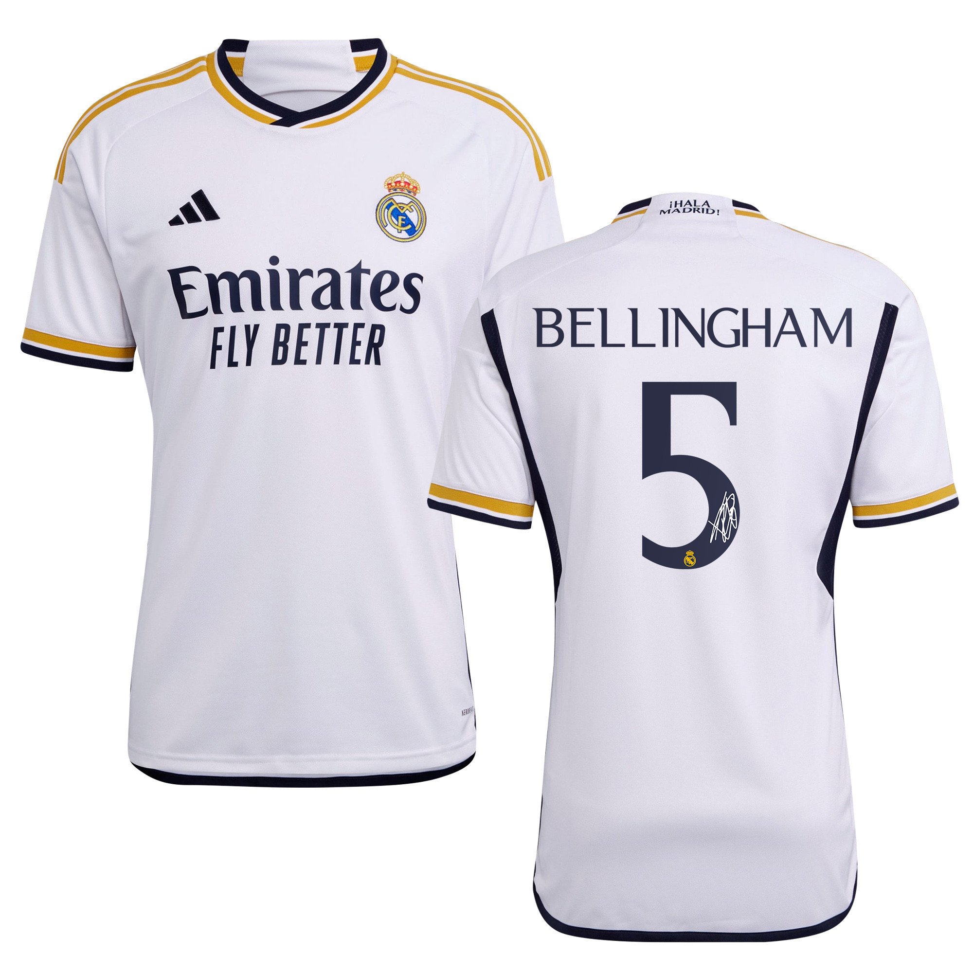 Jude Bellingham 5 Signed Real Madrid 2023/24 Home Autographed – Men
