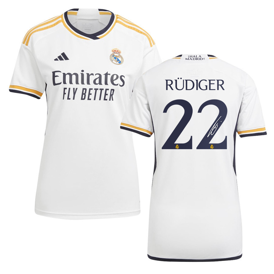 Antonio Rdiger 22 Signed Real Madrid 2023/24 White Home Autographed – Women