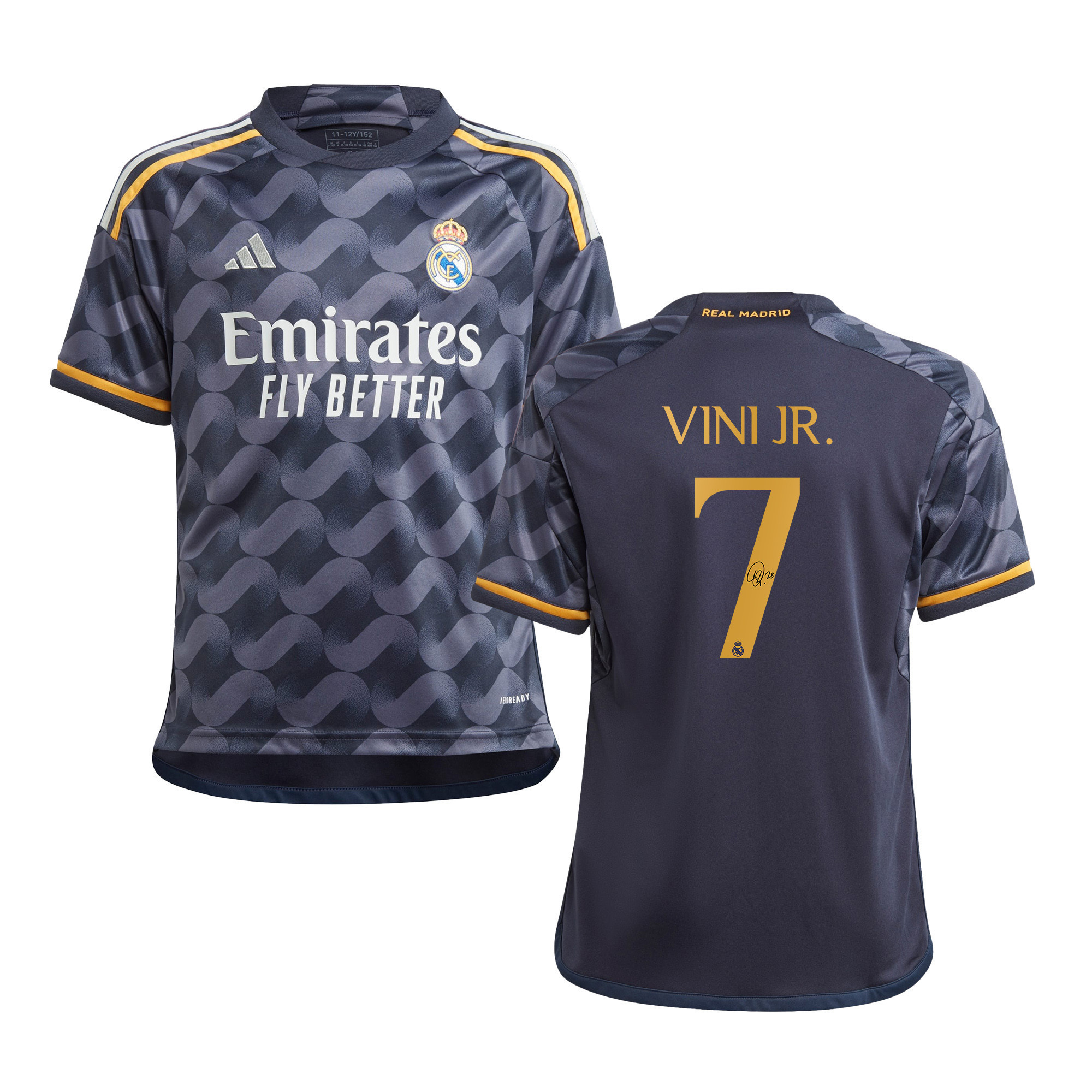 Vinicius Junior 7 Signed Real Madrid 2023/24 YOUTH Away Autographed – Black
