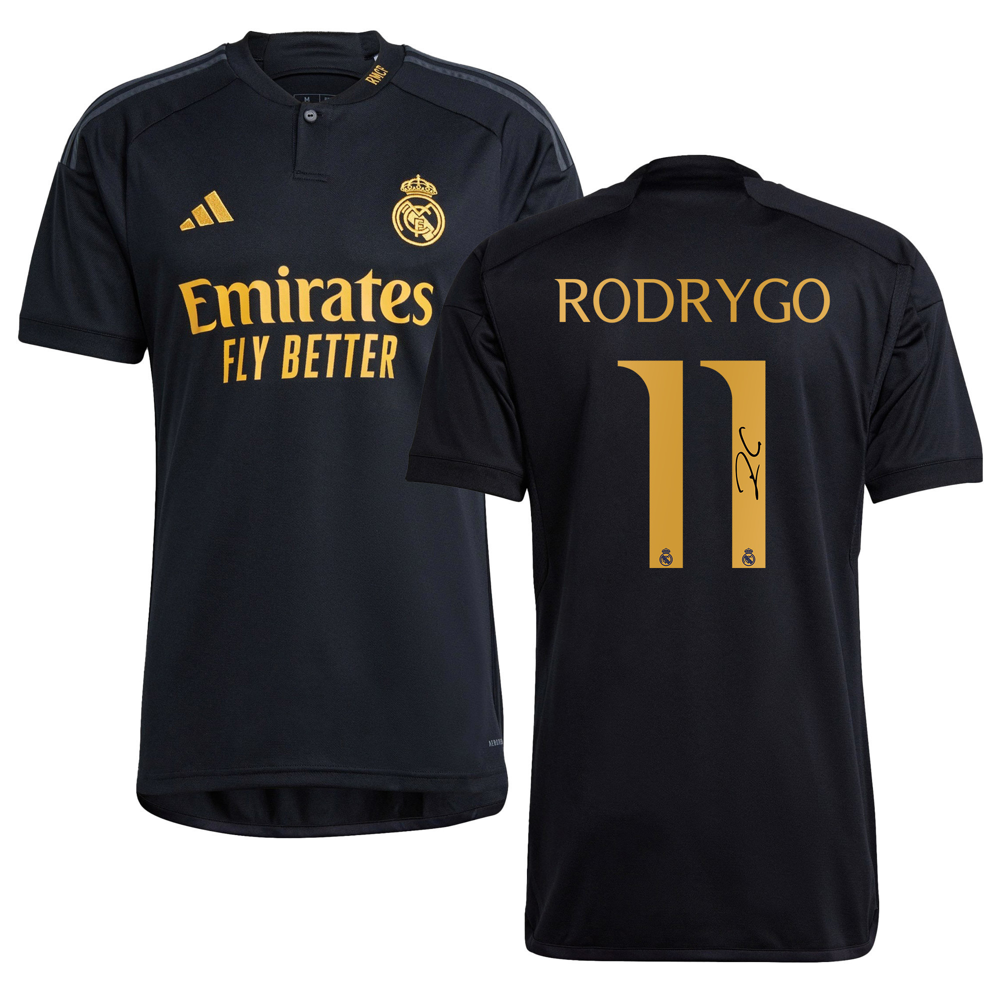 Rodrygo 11 Signed Real Madrid 2023/24 Third Autographed – Men