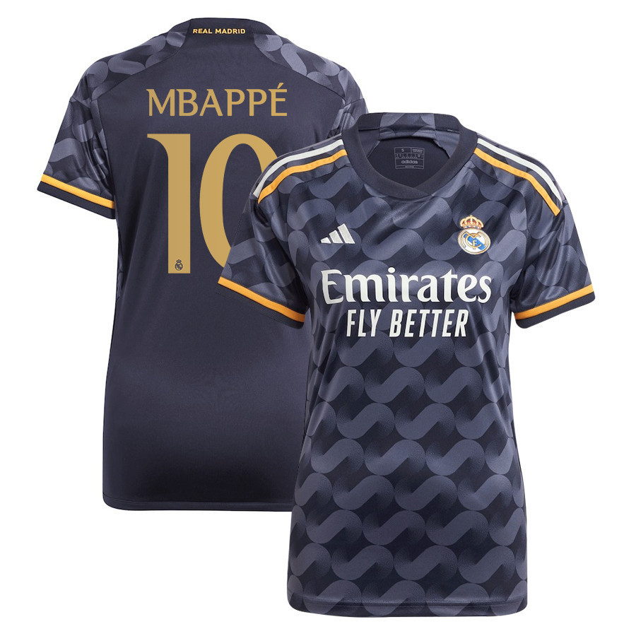Kylian Mbappe 10 Real Madrid 2023/24 Away Women Jersey – Black
