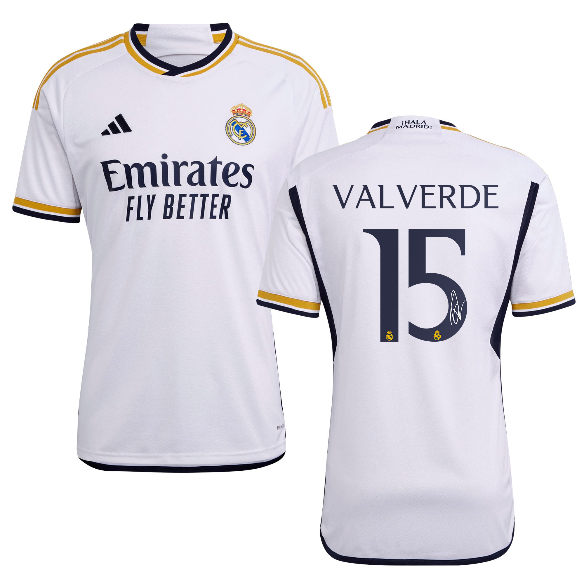 Federico Valverde 15 Signed Real Madrid 2023/24 Home Autographed – Men