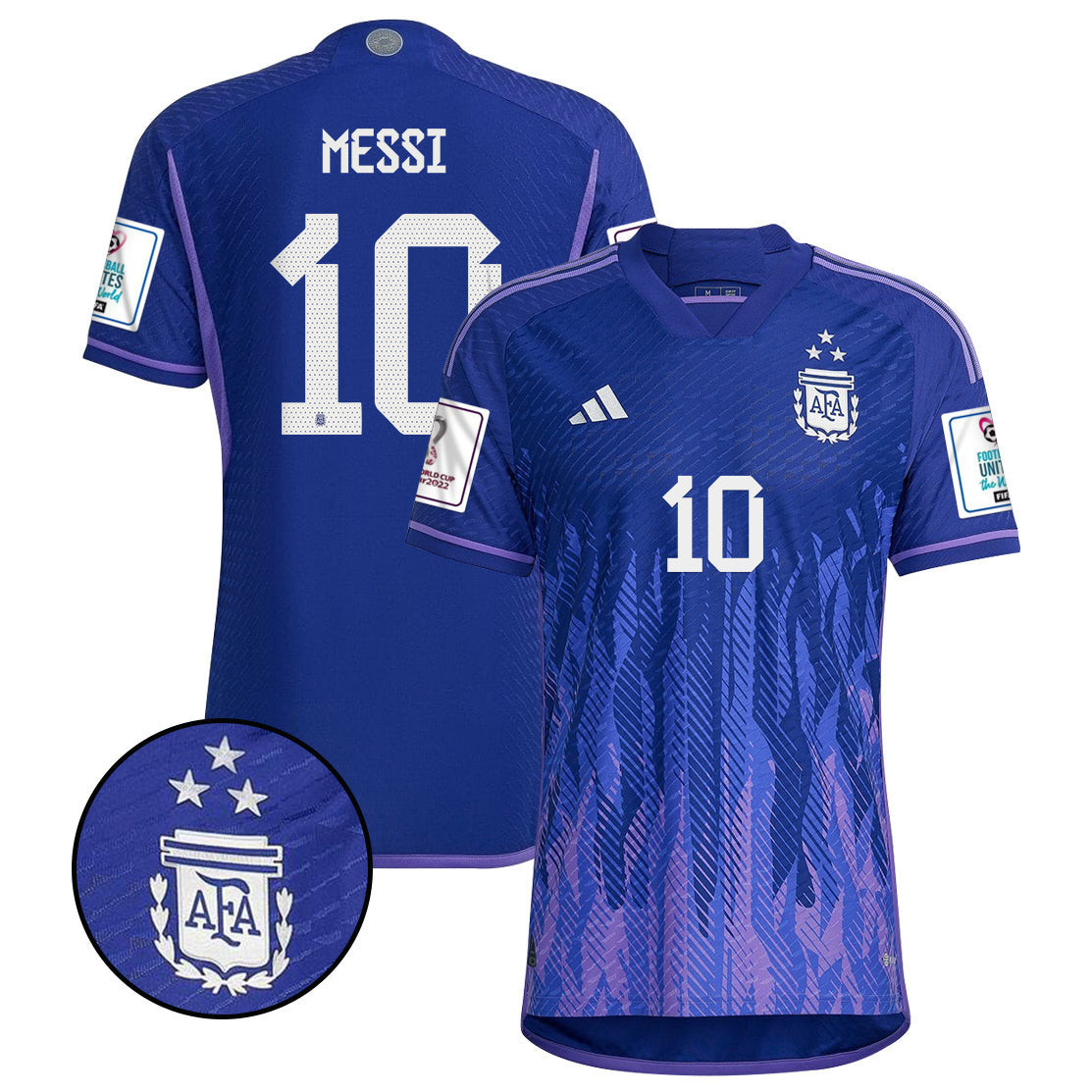 Lionel Messi 10 Argentina Men Away World Cup Patch Fan Version Player Version Jersey