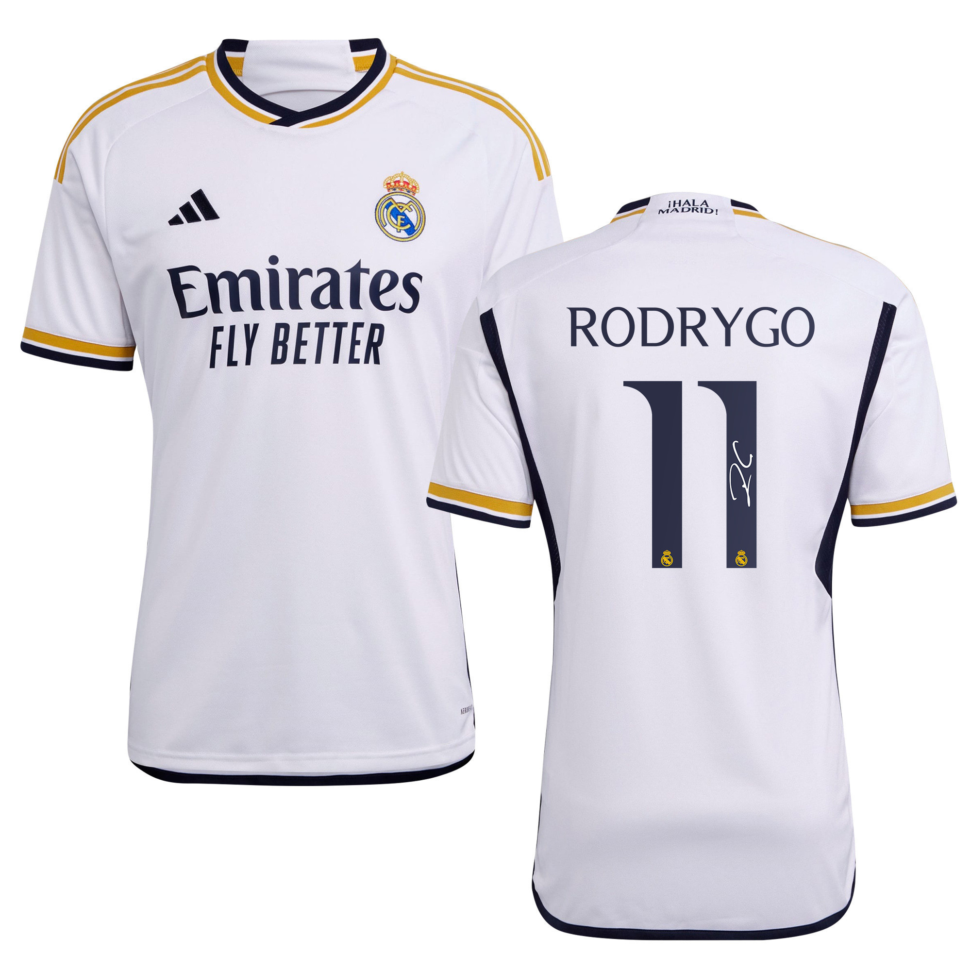 Rodrygo 11 Signed Real Madrid 2023/24 Home Autographed – Men