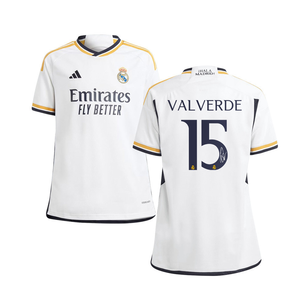 Federico Valverde 15 Signed Real Madrid 2023/24 YOUTH Home Autographed – White