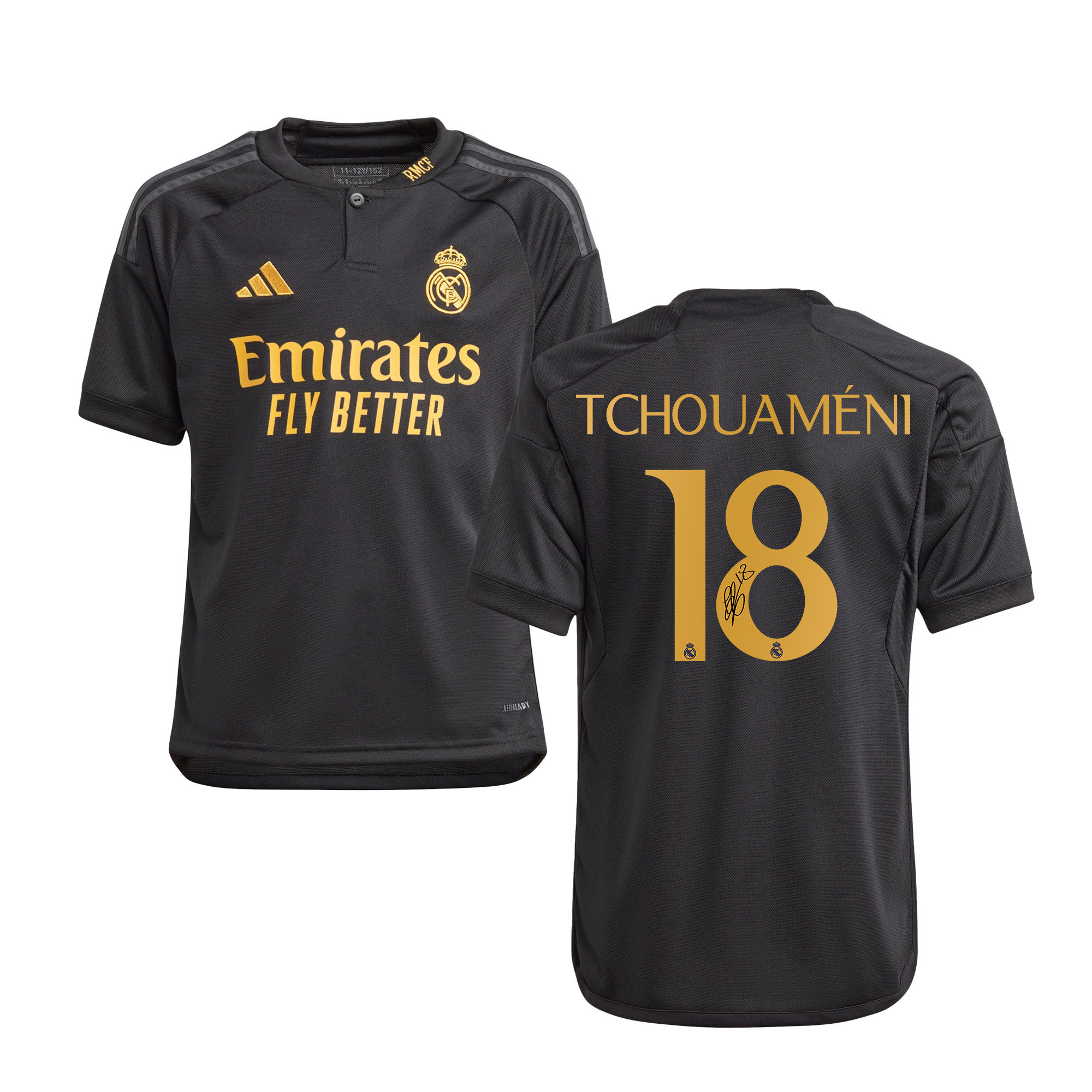 Aurlien Tchouamni 18 Signed Real Madrid 2023/24 YOUTH Third Autographed – Black