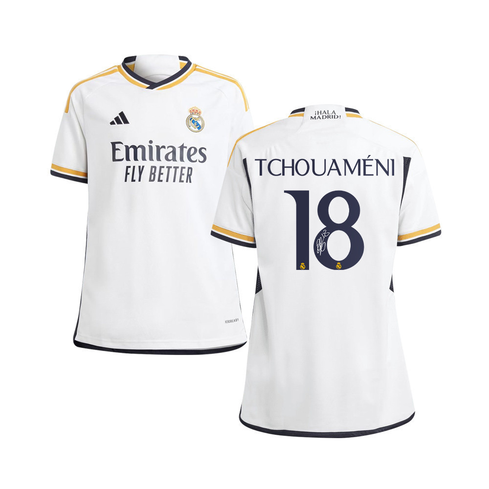 Aurlien Tchouamni 18 Signed Real Madrid 2023/24 YOUTH Home Autographed – White