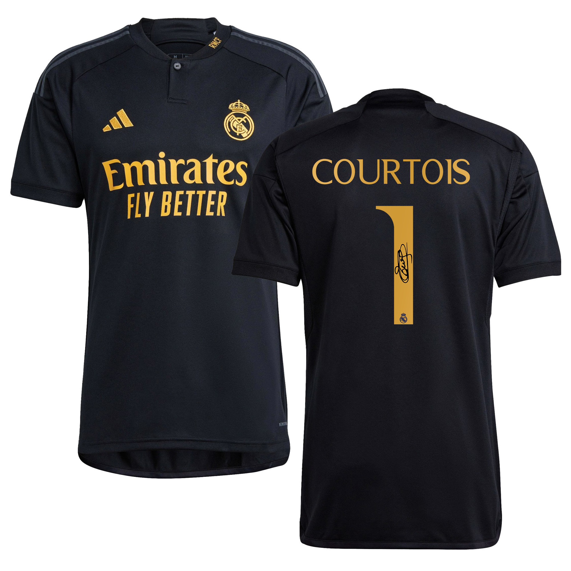 Thibaut Courtois 1 Signed Real Madrid 2023/24 Third Autographed – Men