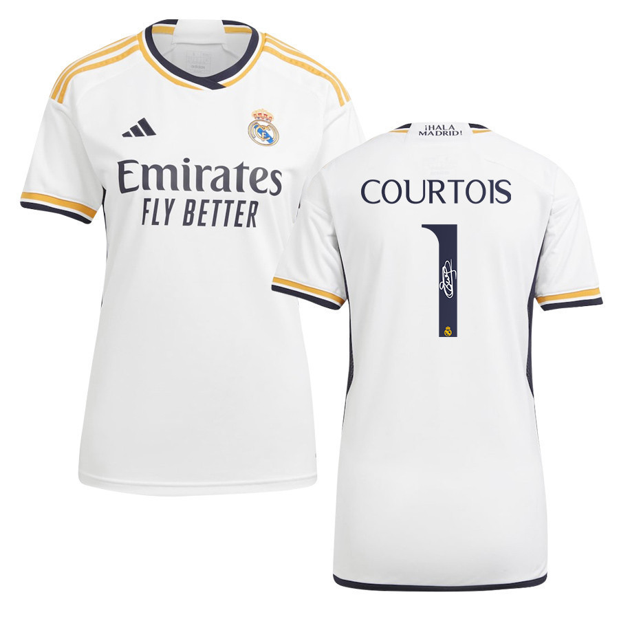 Thibaut Courtois 1 Signed Real Madrid 2023/24 White Home Autographed – Women