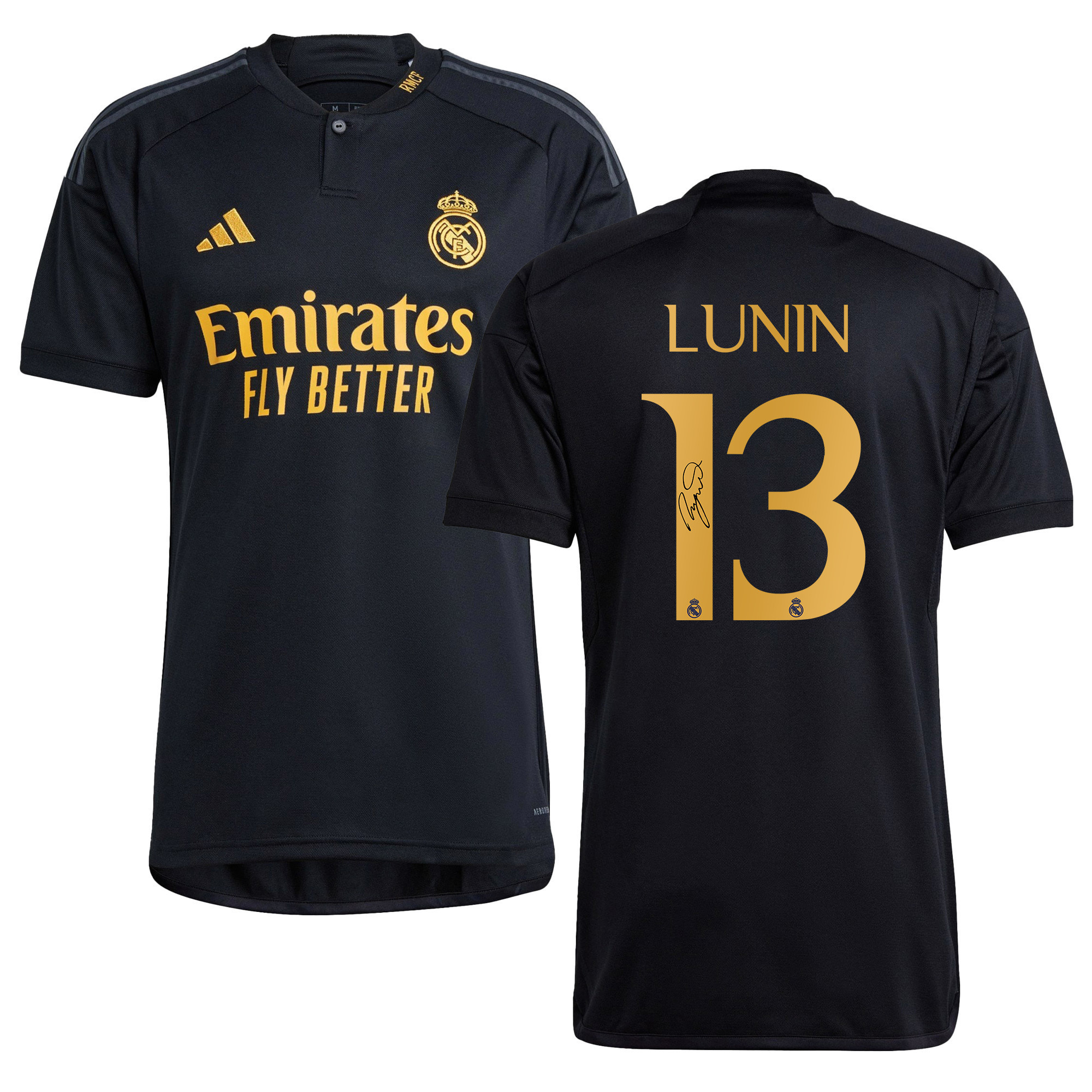 Andriy Lunin 13 Signed Real Madrid 2023/24 Third Autographed – Men