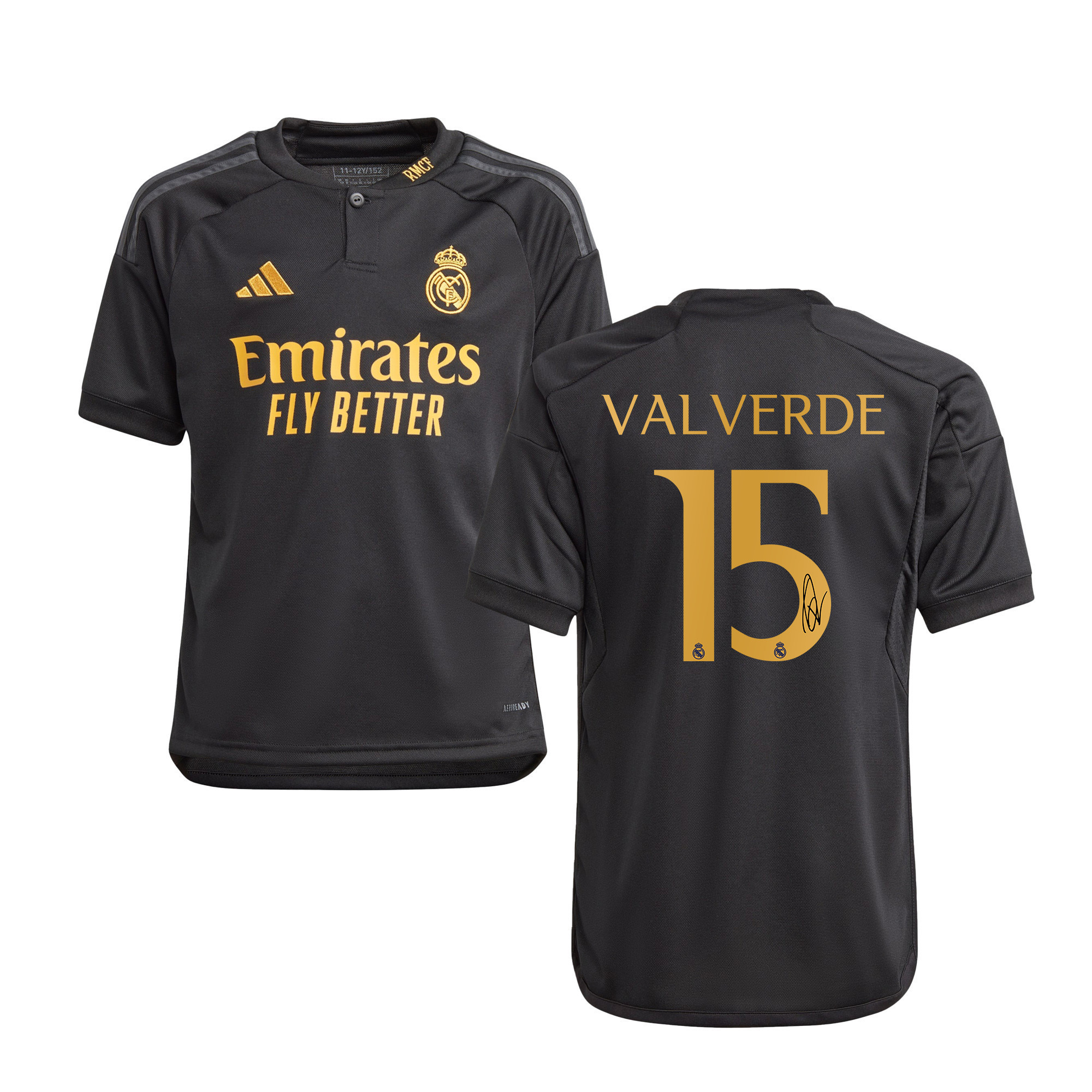 Federico Valverde 15 Signed Real Madrid 2023/24 YOUTH Third Autographed – Black