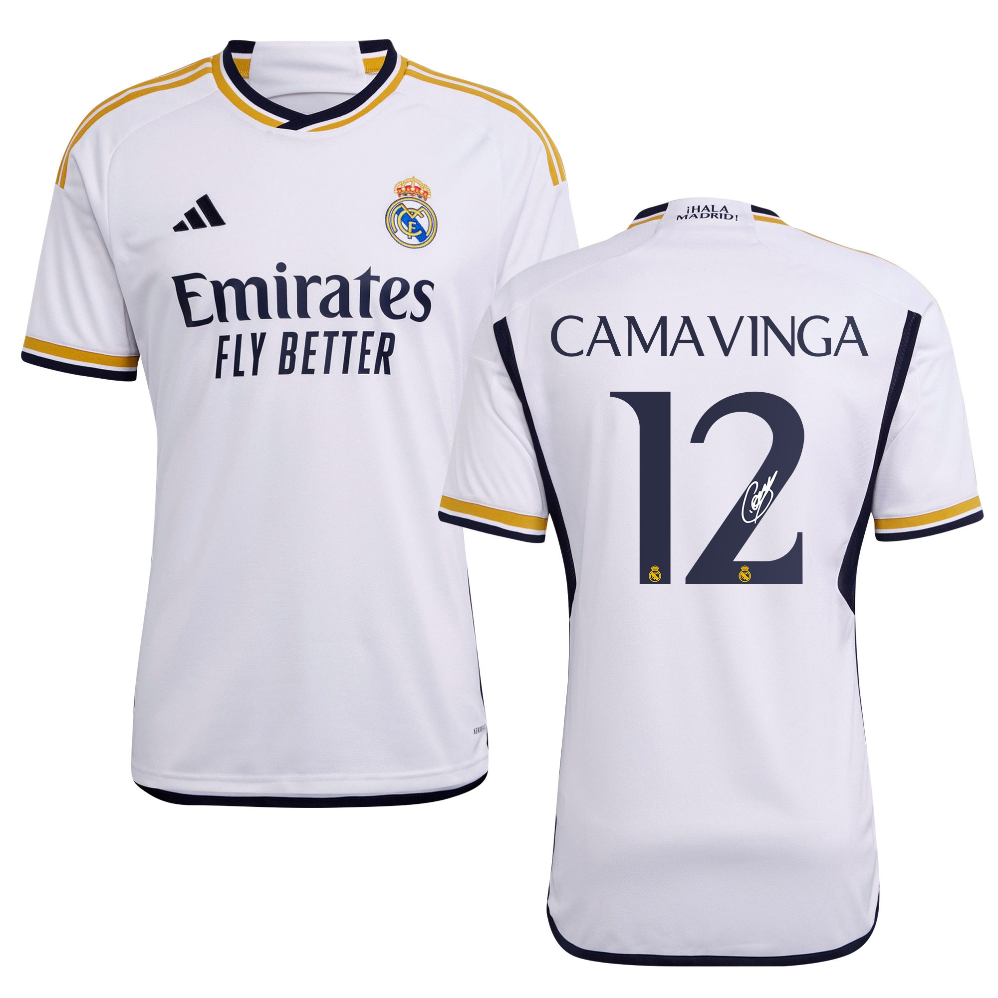 Eduardo Camavinga 12 Signed Real Madrid 2023/24 Home Autographed – Men