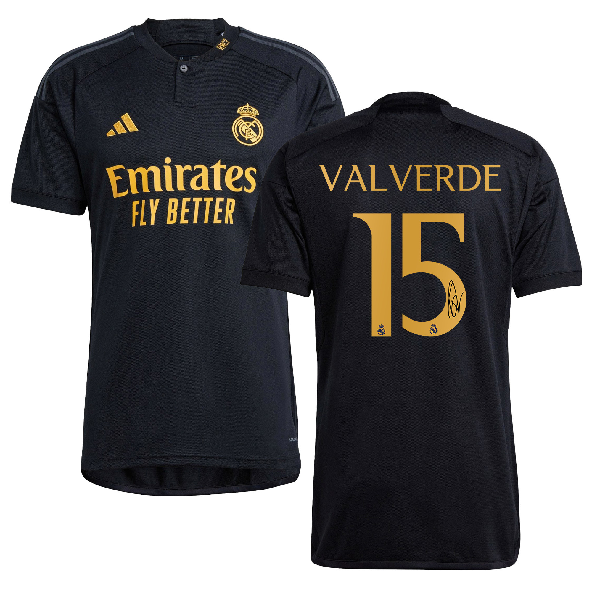 Federico Valverde 15 Signed Real Madrid 2023/24 Third Autographed – Men