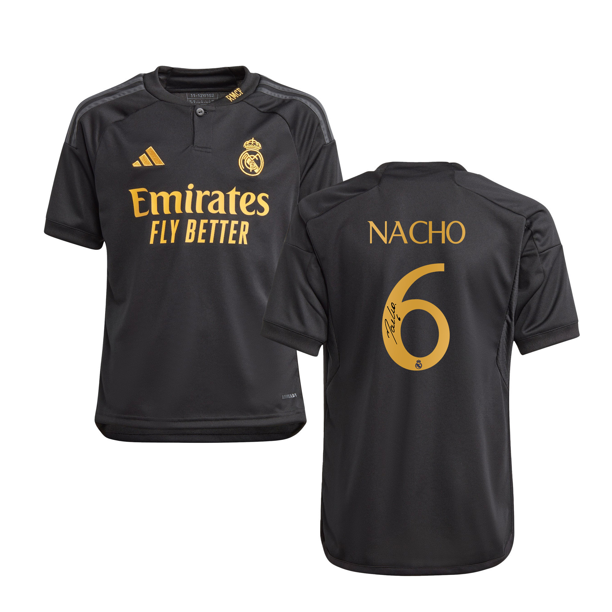 Nacho 6 Signed Real Madrid 2023/24 YOUTH Third Autographed – Black
