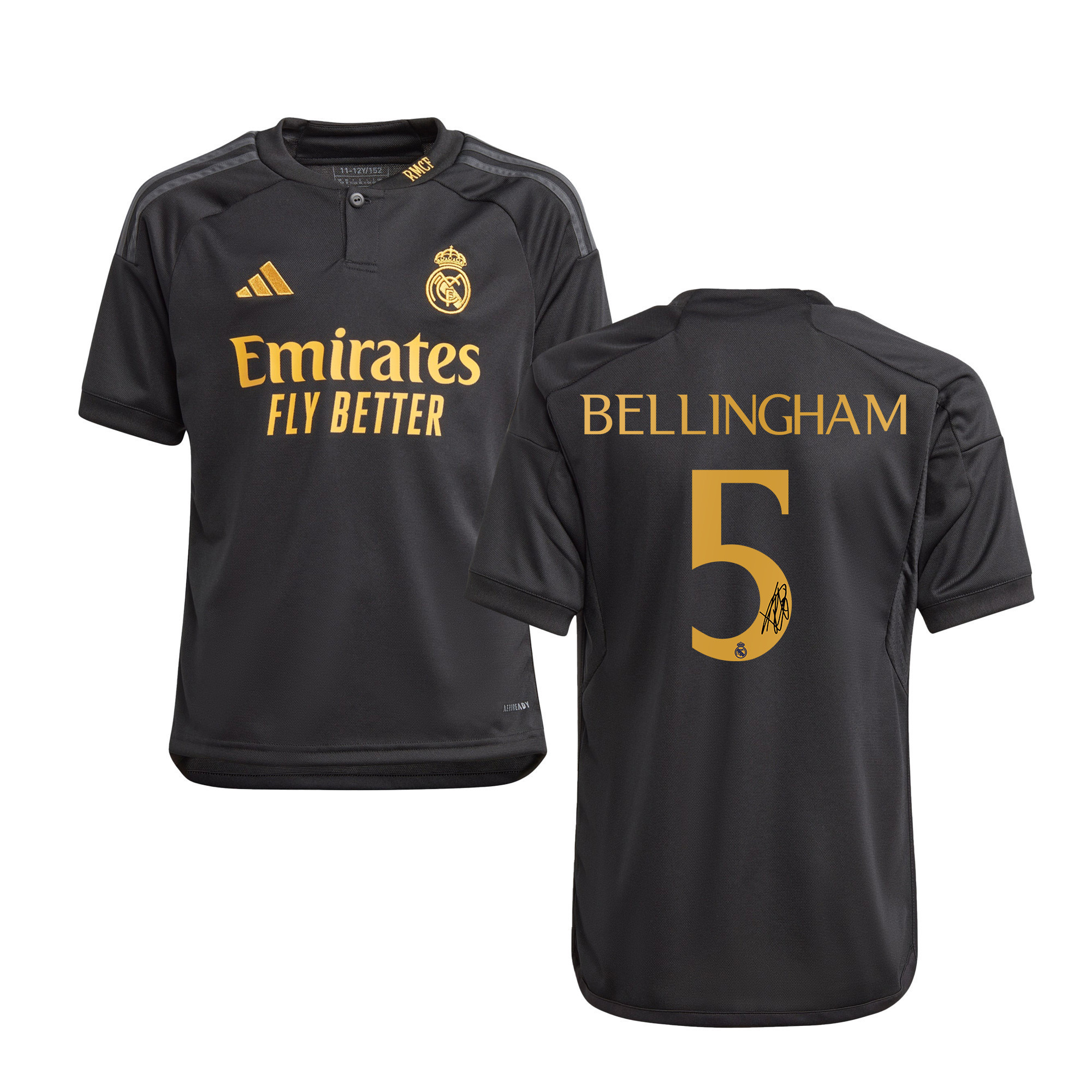 Jude Bellingham 5 Signed Real Madrid 2023/24 YOUTH Third Autographed – Black