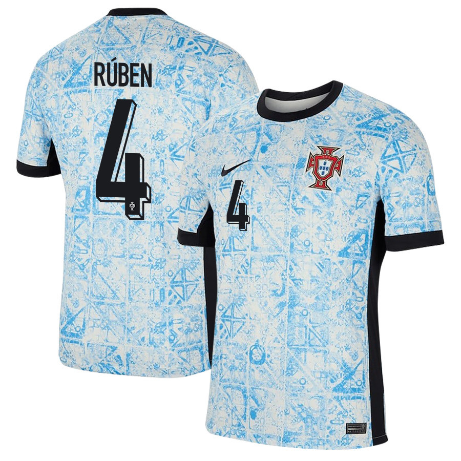 Rben Dias 4 Portugal National Team 2024/25 Away Men Jersey – Cream/Blue