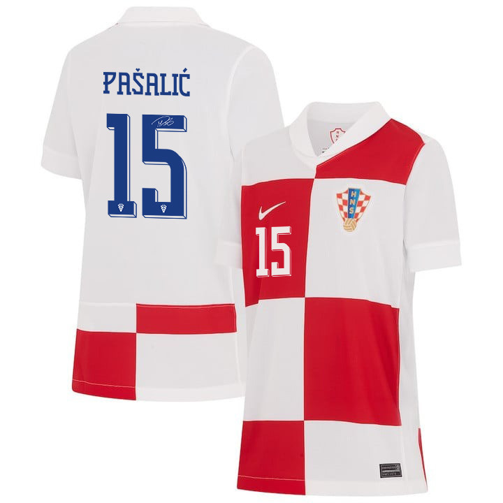 Mario Paali? 15 Signed Croatia National Team 2024 Home YOUTH Jersey Autographed – White