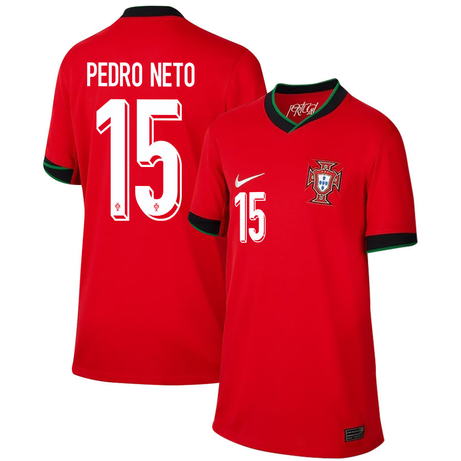 Pedro Neto 15 Portugal National Team 2024/25 Home YOUTH Jersey – Red