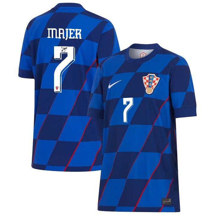 Lovro Majer 7 Signed Croatia National Team 2024 Away YOUTH Jersey Autographed – Navy