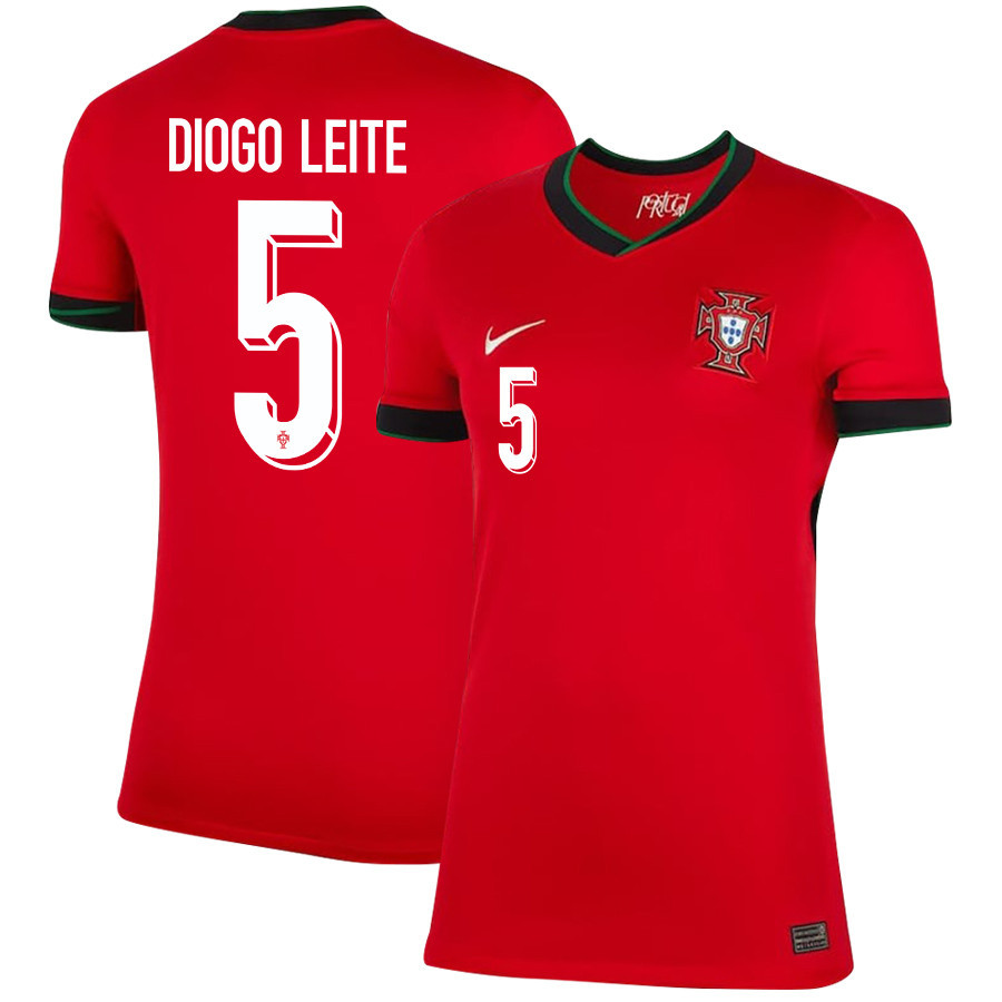 Diogo Leite 5 Portugal National Team 2024/25 Home WOMEN Jersey – Red