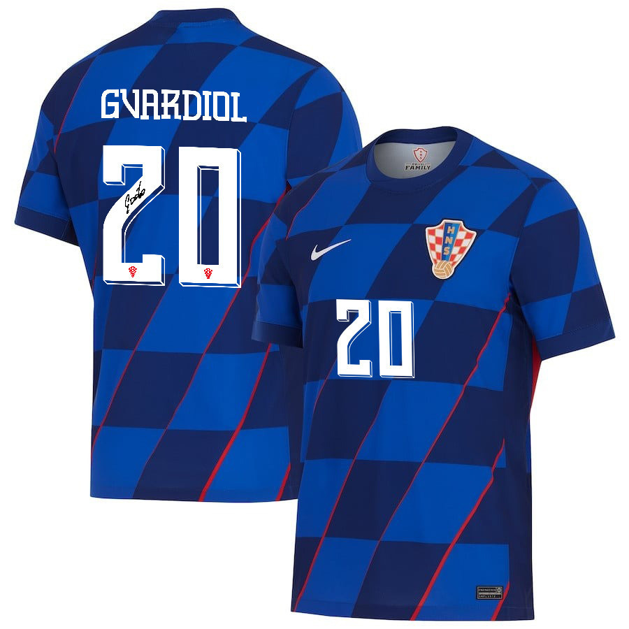Joko Gvardiol 20 Signed Croatia National Team 2024 Away Men Jersey Autographed – Navy