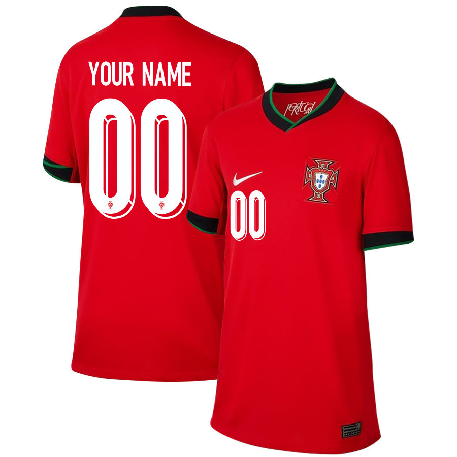 Portugal National Team 2024/25 Home YOUTH Custom Jersey – Red