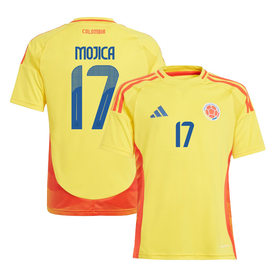 Johan Mojica 17 Colombia National Team 2024/25 Home YOUTH Jersey – Yellow