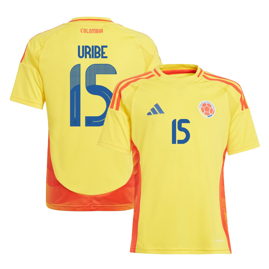 Mateus Uribe 15 Colombia National Team 2024/25 Home YOUTH Jersey – Yellow
