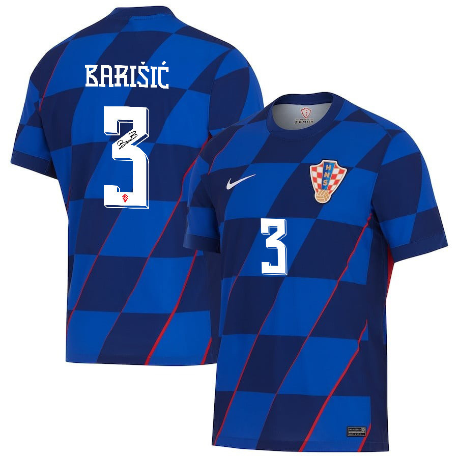 Borna Barii? 3 Signed Croatia National Team 2024 Away Men Jersey Autographed – Navy