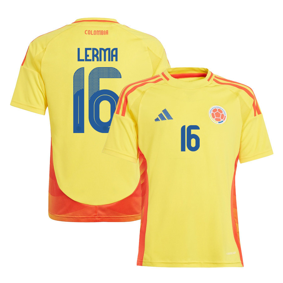 Jefferson Lerma 16 Colombia National Team 2024/25 Home YOUTH Jersey – Yellow