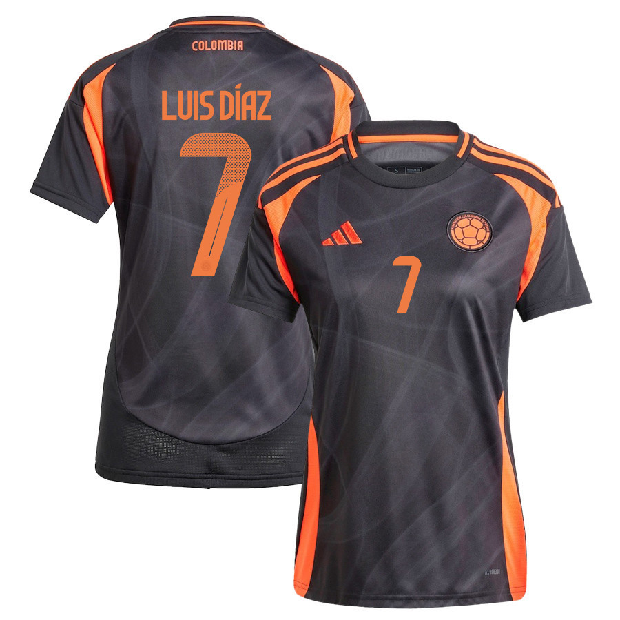 Luis Daz 7 Colombia National Team 2024/25 Away Women Jersey – Black